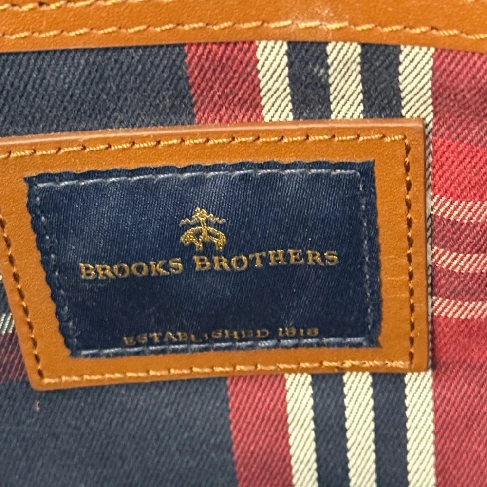 Brooks Brothers Wells laptop Tote Bag with Brown Leather Trim